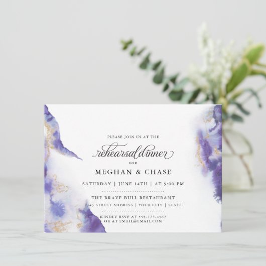 Modern Amethyst Waterverf Geode Barefoot Bride™ Kaart (Staand voorkant)