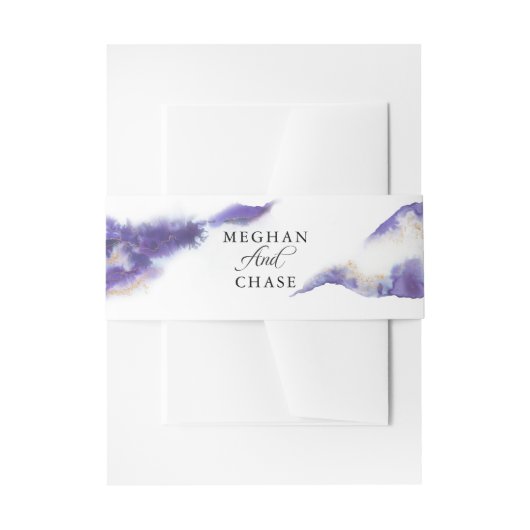 Modern Amethyst Waterverf Geode Barefoot Bride™ Uitnodigingen Wikkel (Voorkant Voorbeeld)