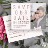 Modern ampersand blush save date bruiloft foto aankondigingskaart