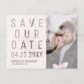 Modern ampersand blush save date bruiloft foto aankondigingskaart (Voorkant)