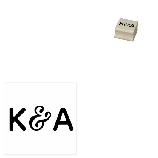 Modern Ampersand Initialen Wedding Stationery Rubberstempel (Gestempeld)