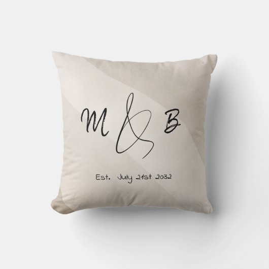 Modern Ampersand Koppel Initiaal Script Neutraal Kussen (Voorkant)