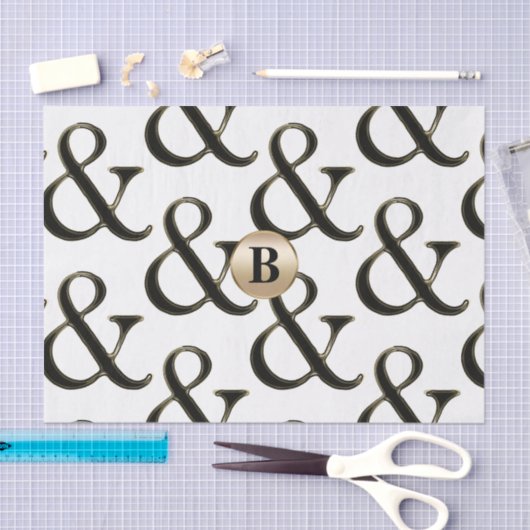Modern Ampersand Modern Monogram Gepersonaliseerd Tissuepapier (Craft)