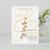Modern Ampersand Photo Elegant Fall Wedding Gold Folie Uitnodiging (Staand Voorkant)