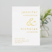 Modern Ampersand Photo Save the Date Gold Folie Uitnodiging (Staand Voorkant)
