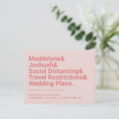 Modern Ampersand Pink Wedding Postponement Briefkaart (Staand voorkant)
