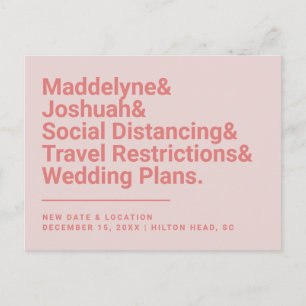Modern Ampersand Pink Wedding Postponement Briefkaart