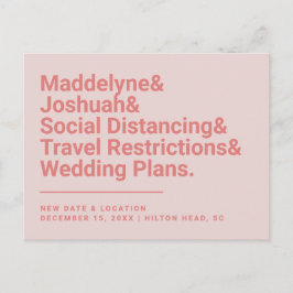 Modern Ampersand Pink Wedding Postponement Briefkaart