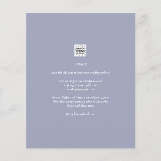 Modern Ampersand Wedding nodigt QR-code RSVP uit (Achterkant)