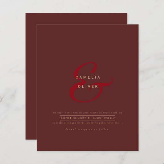 Modern Ampersand Wedding nodigt QR-code RSVP uit (Voorkant / Achterkant)