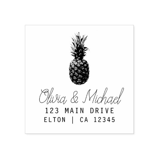 Modern  Ananas Retouradres Bruiloft Ru Rubberstempel (Afrduk)