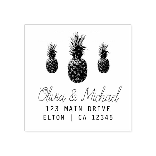 Modern  Ananas Retouradres Bruiloft Ru Rubberstempel (Afrduk)