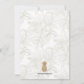 Modern ananas Vrijgezellenfeest, wit en goud Kaart (Achterkant)