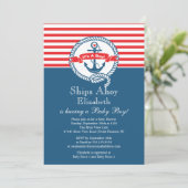 Modern Anchor Nautical Sailboat Boy Baby shower Kaart (Staand voorkant)
