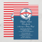 Modern Anchor Nautical Sailboat Boy Baby shower Kaart (Voorkant / Achterkant)