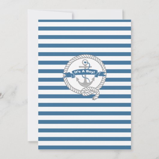 Modern Anchor Nautical Sailboat Boy Baby shower Kaart (Achterkant)