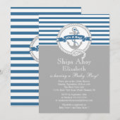 Modern Anchor Nautical Sailboat Boy Baby shower Kaart (Voorkant / Achterkant)