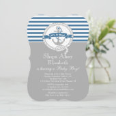 Modern Anchor Nautical Sailboat Boy Baby shower Kaart (Staand voorkant)