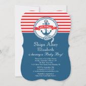 Modern Anchor Nautical Sailboat Boy Baby shower Kaart (Voorkant)