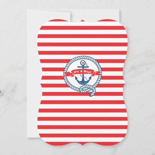 Modern Anchor Nautical Sailboat Boy Baby shower Kaart (Achterkant)