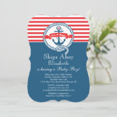 Modern Anchor Nautical Sailboat Boy Baby shower Kaart (Staand voorkant)
