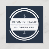 Modern Anchor Sailing Vist Deep Blue Minimalist Vierkante Visitekaartje (Voorkant)