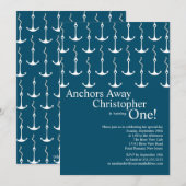 Modern Anchors Away Boy 1st Birthday Party Kaart (Voorkant / Achterkant)