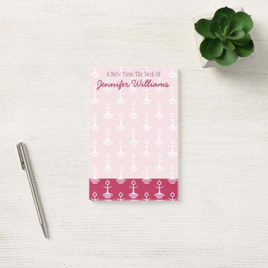 Modern Anchors Pattern | Jouw namen toevoegen Post-it® Notes (Kantoor)