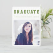 Modern and Bold graduation announcement Green Aankondiging (Staand voorkant)
