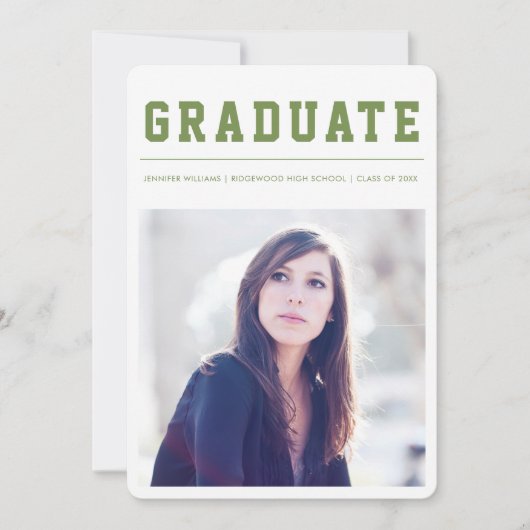 Modern and Bold graduation announcement Green Aankondiging (Voorkant)