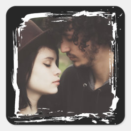 Modern and Simple Unique Photo Template Wedding Vierkante Sticker