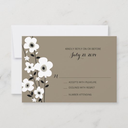 Modern Anemone | Weddenschap RSVP Kaartje (Voorkant)