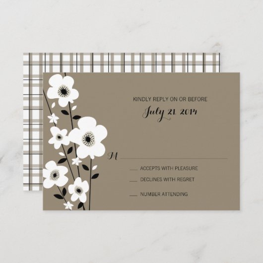 Modern Anemone | Weddenschap RSVP Kaartje (Voorkant / Achterkant)