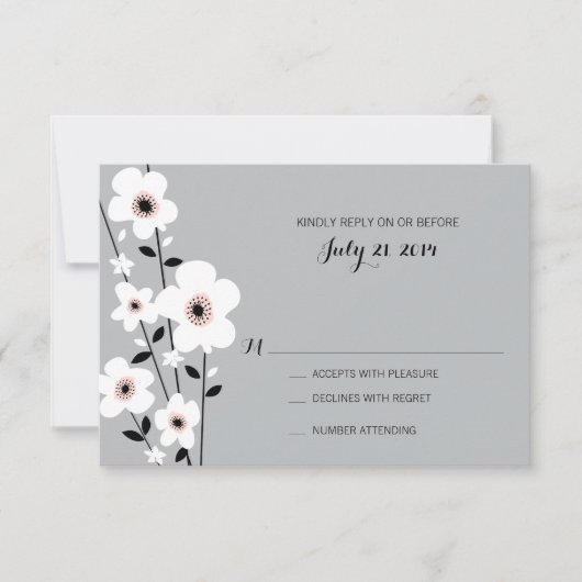 Modern Anemone | Weddenschap RSVP Kaartje (Voorkant)