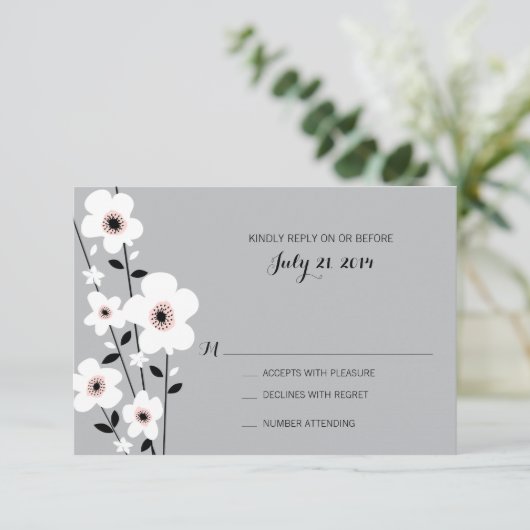 Modern Anemone | Weddenschap RSVP Kaartje (Staand voorkant)