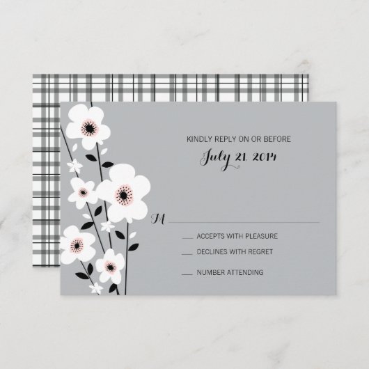 Modern Anemone | Weddenschap RSVP Kaartje (Voorkant / Achterkant)