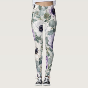 Modern Anemoon- en Eucalyptusontwerp Leggings