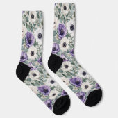 Modern Anemoon- en Eucalyptusontwerp Sokken (Rechts)