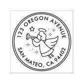 Modern Angel Holiday Round Retouradres Zelfinktende Stempel (Design)