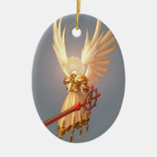 Modern Angel Oval Ceramic Ornament