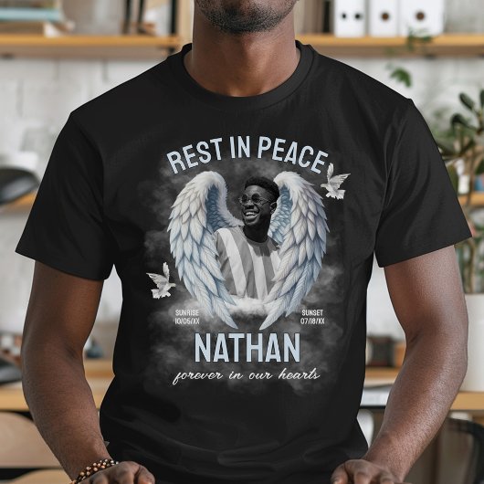 Modern Angel Wings Photo Memorial T-shirt