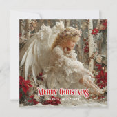Modern angelic angel red gold festive beautiful  feestdagenkaart (Voorkant)