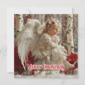 Modern angelic angel red gold festive radiation  feestdagenkaart (Voorkant)