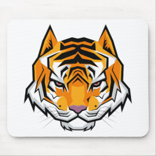 Modern Angry Tiger Head Muismat