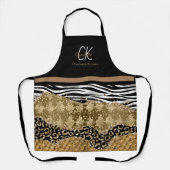 Modern Animal Print Mix patroon Monogram Schort (Voorkant)