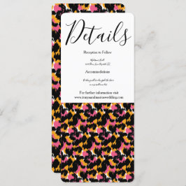 Modern Animal Print Pink Black Wedding Kaart