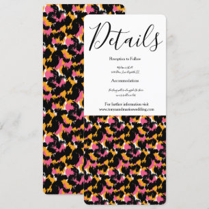 Modern Animal Print Pink Black Wedding Kaart