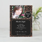 Modern Animal Print Sweet 16 Birthday Uitnodiging (Staand voorkant)