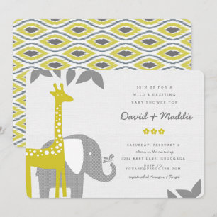 Modern Animal Safari Baby shower Invitation Kaart