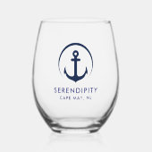 Modern Anker Boot Logo Wijnglas Zonder Voet (Voorkant)